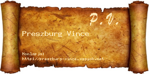 Preszburg Vince névjegykártya